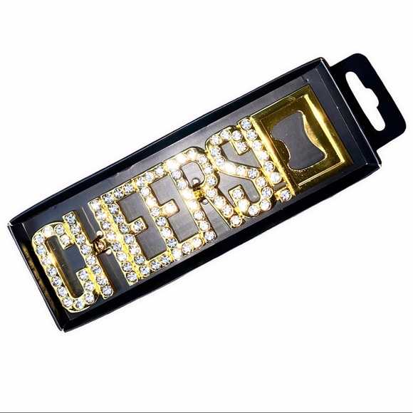 NWTs Goldtone & Bling bottle opener and wine bottle stopper set. Amazing!! - Picture 3 of 4